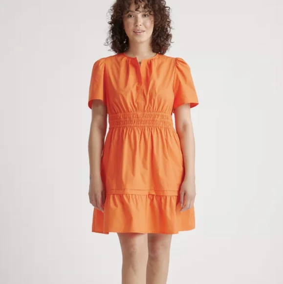 Quince | Dresses | Quince Womens 0 Organic Cotton Poplin Tiered Mini Dress  Vermillion Red Medium | Poshmark
